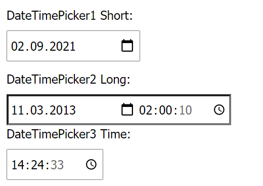 さまざまな DateTimePicker 書式